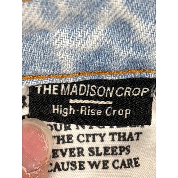 Blank NYC Womens 29 The Madison Crop High Rise Patchwork Blue Denim Jeans NEW - Picture 9 of 11